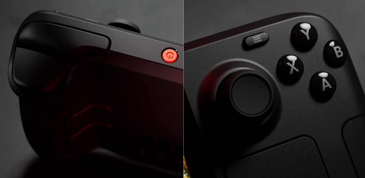 Steam Deck OLED tenu en main dans le canapé, couleurs vives d'un jeu cozy à l'écran