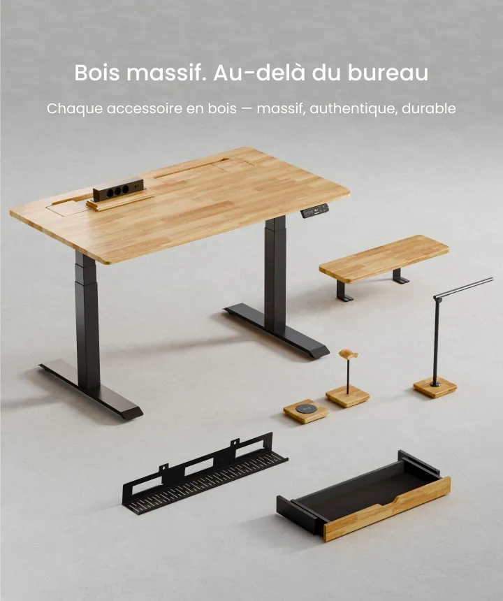 Le FlexiSpot E7 Hive et ses modules en vue éclatée