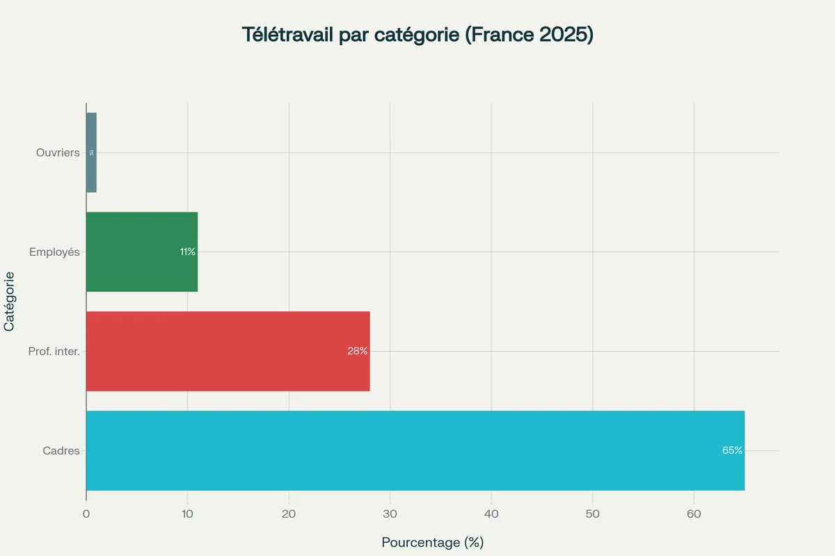 Télétravail par catégorie type de métier